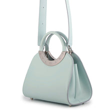 将图像加载到图库查看器中，BVLGARI Roma 2WAYHandbag Light Blue Leather Size Small
