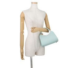 将图像加载到图库查看器中，BVLGARI Roma 2WAYHandbag Light Blue Leather Size Small
