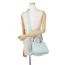 将图像加载到图库查看器中，BVLGARI Roma 2WAYHandbag Light Blue Leather Size Small
