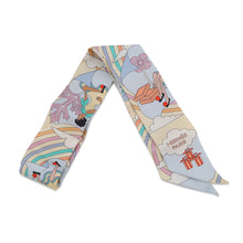 Load image into Gallery viewer, HERMES Twilly Flying Carre Carres Volants JauneSoufre / Ciel / Vert Jade Silk100%
