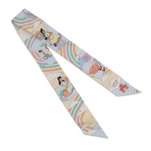 Load image into Gallery viewer, HERMES Twilly Flying Carre Carres Volants JauneSoufre / Ciel / Vert Jade Silk100%
