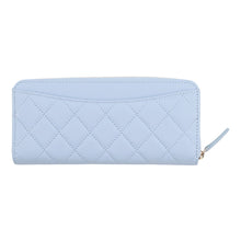 Load image into Gallery viewer, CHANEL Matelasse Round Zip Long Wallet Light BlueAP5181 Caviar Leather
