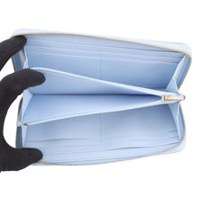 Load image into Gallery viewer, CHANEL Matelasse Round Zip Long Wallet Light BlueAP5181 Caviar Leather
