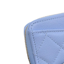 Load image into Gallery viewer, CHANEL Matelasse Round Zip Long Wallet Light BlueAP5181 Caviar Leather
