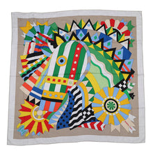 Load image into Gallery viewer, HERMES Giant Square Cheval de Fete Size 140 Gris Cine/Vert/Jaune Cashmere70% Silk30%
