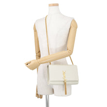 将图像加载到图库查看器中，SAINT LAURENT PARIS Kate Chain Shoulder Bag White354119DND0J9207 Embossed Leather Size Medium
