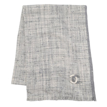 Load image into Gallery viewer, CHANEL CC Logo Tweed Stole Gray/White Cashmere61% Silk39%
