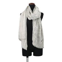 Load image into Gallery viewer, CHANEL CC Logo Tweed Stole Gray/White Cashmere61% Silk39%
