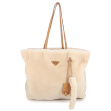 Load image into Gallery viewer, PRADA Shearling Tote Bag Beige1BG597 Shearling suede
