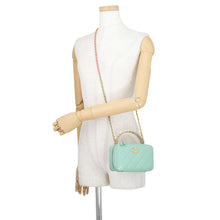 Load image into Gallery viewer, CHANEL Top-handle vanity case Light Green/Pink Lambskin Size Small
