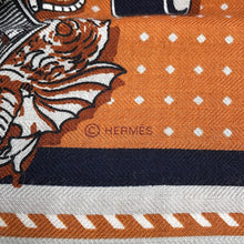 将图像加载到图库查看器中，HERMES Carre Géant Court Harness Bandana Harnais De Cour Bandana Size 140 Noisette/Gripelle Cashmere70% Silk30%
