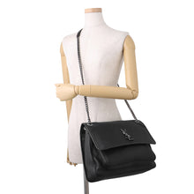 将图像加载到图库查看器中，SAINT LAURENT PARIS Niki ChainShoulder Black803777 Leather Size Large

