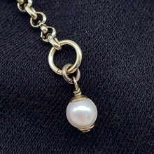 Load image into Gallery viewer, CHANEL CC Logo Pearl Necklace Champagne Gold Metal Rhinestone Faux Pearl
