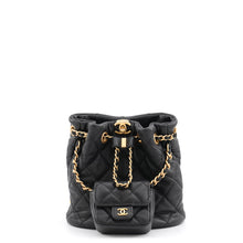 将图像加载到图库查看器中，CHANEL Matelasse Drawstring Backpack BlackAS3947-B11035-94305 Leather Size Mini
