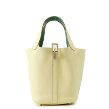 将图像加载到图库查看器中，HERMES Picotin Lock Eclat Jaune Milton/Vert Vertigo Taurillon Clemence Swift Leather Size PM
