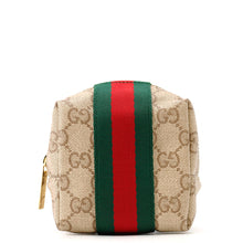 Load image into Gallery viewer, GUCCI Small cosmetic case with web stripe Beige/Green/Red876049 GG Canvas
