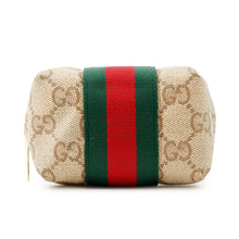Load image into Gallery viewer, GUCCI Small cosmetic case with web stripe Beige/Green/Red876049 GG Canvas
