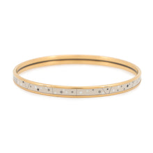 将图像加载到图库查看器中，HERMES Enamel Bangle Zodiac Signs Beige Run Gold Plated Enamel
