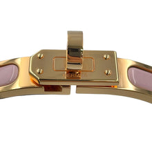 将图像加载到图库查看器中，HERMES Mini Clic Kelly Bracelet Size PM Rose Kander Gold Plated Enamel

