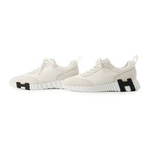 Load image into Gallery viewer, HERMES Bounce Sneakers White Textured Mesh Chèvre Velour Size 36.5
