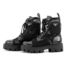 Load image into Gallery viewer, PRADA Stride Bootie with Pouch Black1T337O_2DZ8_F0002_F_050 MeshFabric BrushedLeather Size 38
