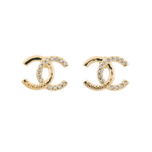 Load image into Gallery viewer, CHANEL CC Logo Rhinestone Earrings GoldABD104 Metal Rhinestone
