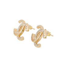 Load image into Gallery viewer, CHANEL CC Logo Rhinestone Earrings GoldABD104 Metal Rhinestone
