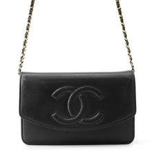 Load image into Gallery viewer, CHANEL CC Logo Chain Wallet BlackAP4653 Caviar Leather
