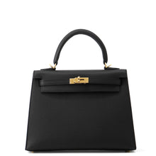 将图像加载到图库查看器中，HERMES Kelly Sellier Black Epsom Size 25
