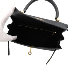 将图像加载到图库查看器中，HERMES Kelly Sellier Black Epsom Size 25
