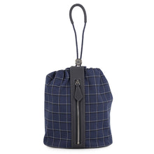 将图像加载到图库查看器中，HERMES Trek H Pouch Blue Nuit/Black Tattersall Canvas Swift Leather
