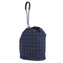将图像加载到图库查看器中，HERMES Trek H Pouch Blue Nuit/Black Tattersall Canvas Swift Leather
