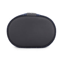 将图像加载到图库查看器中，HERMES Trek H Pouch Blue Nuit/Black Tattersall Canvas Swift Leather
