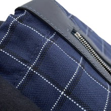 将图像加载到图库查看器中，HERMES Trek H Pouch Blue Nuit/Black Tattersall Canvas Swift Leather
