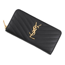 Load image into Gallery viewer, SAINT LAURENT PARIS V Stitch Zip Around Long Wallet Black358094 Leather

