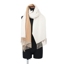 将图像加载到图库查看器中，HERMES Stole Double Face 2024 Autumn/Winter Collection White/CamelH259130S Cashmere100%
