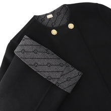 Load image into Gallery viewer, GUCCI Diagonal G Reversible Collarless Coat Size 38 Black746532 Wool Silk
