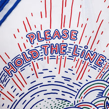 Load image into Gallery viewer, HERMES Please Hold The Line Size 90 Blanc/Blue Cobalt/Red Silk100%
