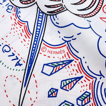 Load image into Gallery viewer, HERMES Please Hold The Line Size 90 Blanc/Blue Cobalt/Red Silk100%
