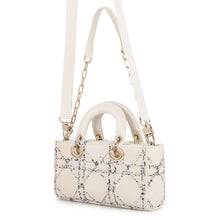 Load image into Gallery viewer, Dior Lady D-Joy Cannage 3-way Bag White/BlueM0668ODJW_M67I Cotton Boucle Leather Size Small

