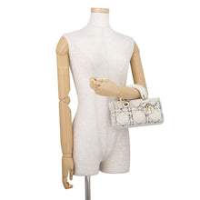 Load image into Gallery viewer, Dior Lady D-Joy Cannage 3-way Bag White/BlueM0668ODJW_M67I Cotton Boucle Leather Size Small
