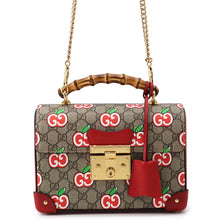 Load image into Gallery viewer, GUCCI GG Apple Padlock Bamboo 2WAY Bag Beige/Multicolor603221 PVC Leather
