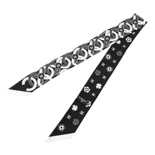 Load image into Gallery viewer, CHANEL Scarf Slim Bandeau Black/White Silk100%
