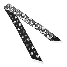 Load image into Gallery viewer, CHANEL Scarf Slim Bandeau Black/White Silk100%
