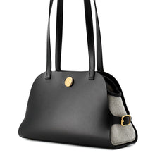 将图像加载到图库查看器中，HERMES Tablier Sellier Ecru/Black Vache Hunter Leather Toile H
