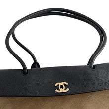 将图像加载到图库查看器中，CHANEL Small shopping bag Black/BeigeAS6288 Calf Leather suede
