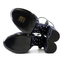 Load image into Gallery viewer, SAINT LAURENT PARIS Bianca Polka Dot Platform Sandals Navy/White62011814T104742 Leather Fabric Size 36 1/2
