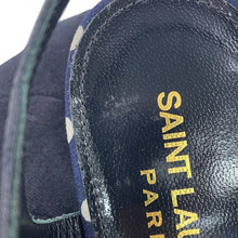 Load image into Gallery viewer, SAINT LAURENT PARIS Bianca Polka Dot Platform Sandals Navy/White62011814T104742 Leather Fabric Size 36 1/2
