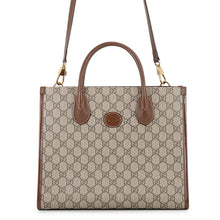 将图像加载到图库查看器中，GUCCI GG Supreme 2WAY tote Beige/Brown659983 GG SupremeCanvas Leather
