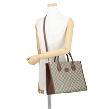 将图像加载到图库查看器中，GUCCI GG Supreme 2WAY tote Beige/Brown659983 GG SupremeCanvas Leather
